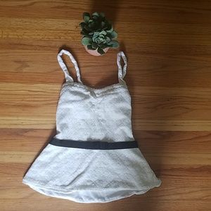 Aerie Peplum Tank w/Black Ribbon waist